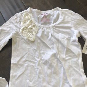 White long sleeve T-shirt with rose detail